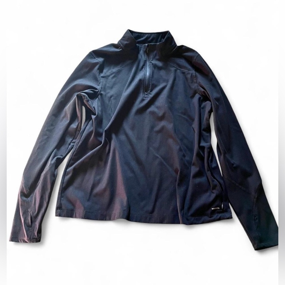Mondetta Black Womens Long Sleeve Quarter Zip Activewear with Thumb Holes Size L